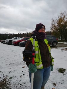 Land surveyor in the winter
